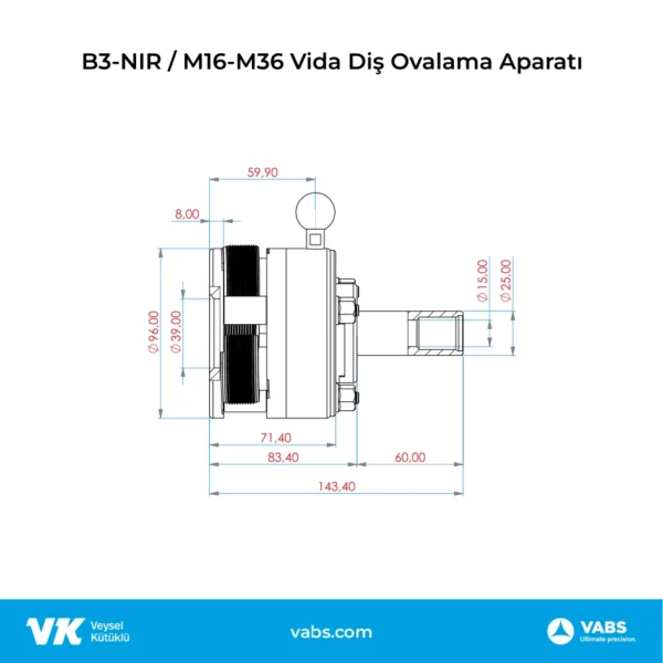 B3-NIR / M16-M36 Vida Diş Ovalama Aparatı - Görsel 2